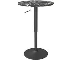 HOMCOM baro stalas aukštas stalas apvalus valgomojo stalas 2 asmenims, marmurinės išvaizdos virtuvinis stalas svetainei, valgomajam, mažoms patalpoms, juodas, Ø60 x 68-93,5 cm