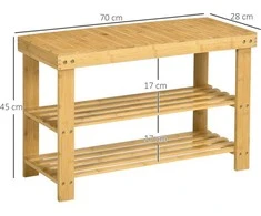Homcom Batų suoliukas su 3 lentynomis 70 x 28 x 45 cm
