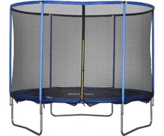 HOMCOM batutas su apsauginiu tinklu sodo batutas, skirtas naudoti lauke ir viduje fitneso batutas plienas mėlynas+juodas iki 113,6kg Ø305 x 248H cm