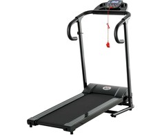 HOMCOM bėgimo takelis sulankstomas elektrinis 500W 0,8-10km/h LCD ekranas Mobiliojo telefono laikiklis juodas 123x62x117cm