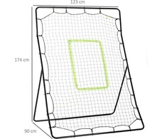 "HOMCOM" beisbolo atmušimo įrenginys "PitchBack", nešiojamasis atmušimo sienelės tinklas su smūgio zona beisbolui, futbolui, metalinis, juodas, 123 x 174 cm