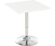 HOMCOM Bistro stalas Pub baro stalas, reguliuojamo aukščio, kvadratinis, plieno, baltas, 60x60x71-92cm