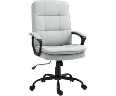 "HOMCOM" biuro kėdė Ergonomiška biuro kėdė su porankiais, reguliuojamo aukščio pasukama kėdė su supimo funkcija, lino išvaizdos, minkšta kompiuterio kėdė, pilka