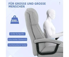 HOMCOM biuro kėdė, ergonomiška rašomojo stalo kėdė su sūpynės funkcija, lino išvaizda, reguliuojamo aukščio kompiuterio kėdė su pasukimo funkcija, storomis pagalvėlėmis, atlaiko iki 200 kg, skirta namų biurui, šviesiai pilka