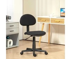 HOMCOM biuro kėdė Ergonomiška rašomojo stalo kėdė, reguliuojamo aukščio sukama kėdė iš tampraus audinio kompiuterio kėdė, skirta darbo kambariui, juoda
