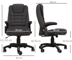 Homcom Biuro kėdė su masažo funkcija 6 taškų vibracinis masažas su šilumos funkcija