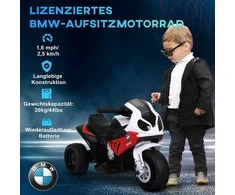 HOMCOM BMW S1000RR licencijuotas elektrinis triratis vaikams su akumuliatoriumi, vaikiška transporto priemonė, plienas, raudona, 66x37x44 cm