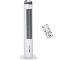 HOMCOM Bokštinis oro aušintuvo ventiliatorius su aušinimu vandeniu, nuotolinio valdymo pultas, drėkinimas, 8 val. laikmatis, 20㎡, 60W, Ø30x100.8H cm