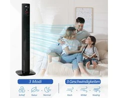 HOMCOM Bokštinis ventiliatorius Koloninis ventiliatorius su nuotolinio valdymo pulteliu Pjedestalinis ventiliatorius Aromato difuzorius Laikmačio funkcija 3 vėdinimo lygiai 45 W 70° osciliacija Juoda 31,5 x 31,5 x 117 cm