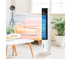HOMCOM Bokštinis ventiliatorius su nuotolinio valdymo pulteliu 105 cm ventiliatorius, pjedestalinis ventiliatorius 52° svyruojantis koloninis ventiliatorius su 3 režimais 3 greičio lygiais 12 valandų laikmatis LED ekranas Baltas