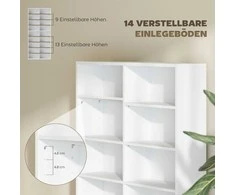 HOMCOM CD DVD Blu-ray lentyna, CD stovas iki 640 CD arba 360 DVD arba 430 Blu-ray diskų, saugykla, knygų lentyna, laikmenų lentyna svetainei 78,5 x 24 x 175 cm, balta