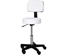 Homcom Darbo taburetė, reguliuojamo aukščio su atlošu, balta, Φ35 x H72-84 cm