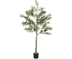 HOMCOM Dirbtinė alyvuogių medelė, 150 cm, 720 lapų, 40 alyvuogių, stabilus vazonas, dekoratyvinis augalas, žalias