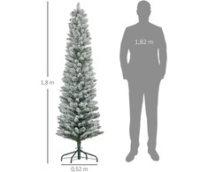 HOMCOM Dirbtinė Kalėdų eglutė, 180 cm ilgio eglutė su 150 LED lempučių 329 liepsnai atsparūs šakų galiukai, skirta Kalėdoms, vidaus, žalia+balta