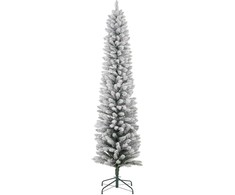 Dirbtinė kalėdinė eglutė su LED apšvietimu ir apsnigtomis šakomis, žalia/balta, Ø 57 x 210 cm