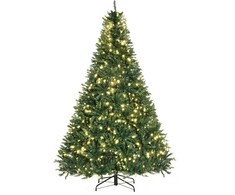 Homcom Dirbtinė kalėdinė eglutė su 700 šiltai baltų LED lempučių, žalia, 142 × 210 cm