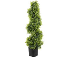 HOMCOM Dirbtinė Kiparisų 90cm Spiralės Formos Dirbtinis Augalas, Plastikinis Dirbtinis Augalas Vazone, Moderni Dekoracija