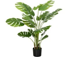 HOMCOM Dirbtinė monstera 120 cm dirbtinis augalas su vazonu ir PE samanomis, apgaulingai tikras, skirtas svetainei, žalias