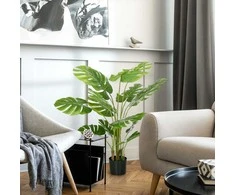 HOMCOM Dirbtinė monstera 120 cm dirbtinis augalas su vazonu ir PE samanomis, apgaulingai tikras, skirtas svetainei, žalias
