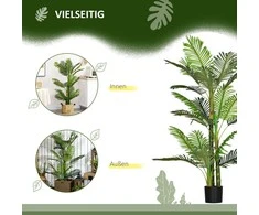 HOMCOM dirbtinė palmė Dirbtinis augalas Cemento užpildas 150 cm vidaus žalias
