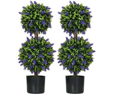 HOMCOM Dirbtiniai augalai, 2 vnt., UV spinduliams atsparus dirbtinis augalas vazonėlyje, 70 cm kambarinis augalas su levandomis, skirtas svetainei, sodui