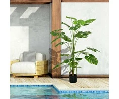 HOMCOM Dirbtiniai augalai, dirbtinė Monstera Deliciosa, 180 cm dirbtinis augalas su 24 šakomis, kambarinis augalas, dirbtinis medis, augalų dekoracijos patalpoms, žalias