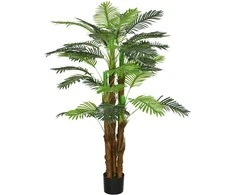HOMCOM Dirbtiniai augalai, dirbtinė palmė, 160 cm dirbtinis augalas su 36 šakomis, kambarinis augalas, dirbtinis medis, augalų dekoracijos patalpoms, lauke, žalias