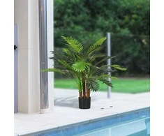 Dirbtinis augalas HOMCOM, dirbtinė palmė, 100 cm, 27 šakos, kambarinis augalas, dirbtinis medelis, dekoracija vidaus ir lauko erdvėms, žalia