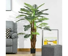 HOMCOM Dirbtiniai augalai, dirbtinė palmė, 160 cm dirbtinis augalas su 36 šakomis, kambarinis augalas, dirbtinis medis, augalų dekoracijos patalpoms, lauke, žalias