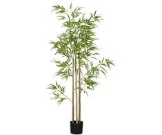 HOMCOM Dirbtiniai augalai, dirbtinis bambukas, 180 cm dirbtinis augalas su 830 lapais, kambarinis augalas, dirbtinis medis, augalų dekoracijos patalpoms, žalias