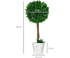 Homcom Dirbtiniai medeliai vazone, 2 vnt., UV spinduliams atsparūs dirbtiniai augalai, 60 cm