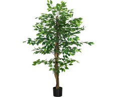 Dirbtinis augalas HOMCOM, 150 cm, su vazonu, dirbtinės samanos, dirbtinis Ficus medis, kambarinis augalas svetainei, žalias