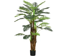 HOMCOM dirbtinis augalas, dirbtinė palmė, 160 cm dirbtinis augalas su 36 šakelėmis, kambarinis augalas, dirbtinis medis, augalų dekoracija vidaus ir lauko erdvėms, žalia