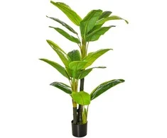 HOMCOM dirbtinis bananmedis Dekoratyvinis dirbtinis augalas, 150 cm, skirtas naudoti patalpose ir lauke, plastikiniame vazone