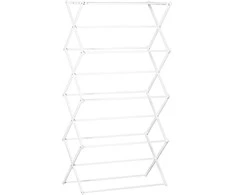 HOMCOM Drabužių arkliukas sulankstomas 8 pakopų bokštinis džiovintuvas metalinis plastikinis baltas 74x35x144cm