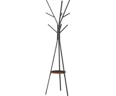 HOMCOM Drabužių stovas Drabužių stovas su 8 kabliukais ir lentyna, pastatomas drabužių, skrybėlių, krepšių stovas, metalinis, rudas, 45x45x180cm