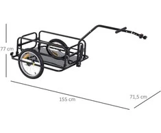 HOMCOM Dviračių priekaba, 40 kg keliamoji galia, transportavimo priekaba su sulankstomu sukabinimo įtaisu, juoda, 155x71,5x77 cm