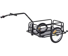 HOMCOM Dviračių priekaba, 40 kg keliamoji galia, transportavimo priekaba su sulankstomu sukabinimo įtaisu, juoda, 155x71,5x77 cm