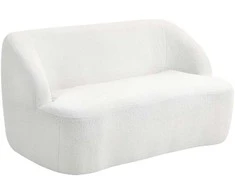 HOMCOM Dvivietė minkšta sofa, lenktas dizainas, su flisiniu apmušalu, skirta svetainei, miegamajam, namų biurui, kreminė balta