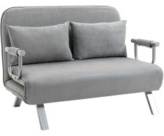 HOMCOM Dvivietė sofa-lova, reguliuojama sofa, iki 150 kg, šviesiai pilka