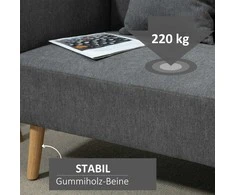 HOMCOM dvivietė sofa-lovesa su pagalvėlėmis, reguliuojamos kojų atramos, aksominis poliesteris, gumos mediena, putplastis, 2 sėdimos vietos, medžiaginis užvalkalas