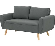 HOMCOM dvivietė sofa su 2 pagalvėlėmis, minkšta sofa su 54 cm itin giliomis sėdynėmis, kordine medžiaga aptraukta sofa, maža sofa su mediniu rėmu, dvivietė sofa svetainei, miegamajam, biurui, 145 x 75 x 78 cm, tamsiai pilka
