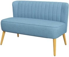 Homcom Dvivietė sofa su medinėmis kojomis, keliamoji galia iki 150 kg, mėlyna, 117 x 56,5 x 77 cm