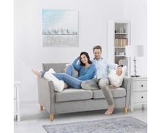 Homcom Dvivietė sofa su pagalvėlėmis, lininė, šviesiai pilka, 141x65x78cm