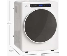 HOMCOM Džiovyklė, 6 programos, 40-60℃, 4kg talpa, kompaktiškas, lietimui jautrus valdymas, baltas