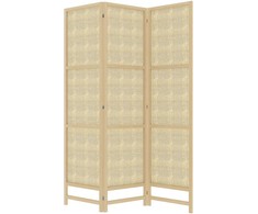 HOMCOM 3 dalių pertvara 135 x 180 cm, atskiriamoji sienelė iš PP ratano, sulankstomas kambario daliklis, privatumo apsauga svetainei, natūrali