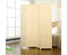 HOMCOM Ekranas 4 dalių 180 x 180 cm kambario pertvaros pertvara iš bambuko, sulankstomas privatumo ekranas pertvara kambario pertvara gyvenamajam kambariui gamta