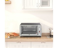 Gruzdintuvė HOMCOM Elektrinė orkaitė 10L, reguliuojama temperatūra ir laikmatis, su grotelėmis ir keptuve, 750 W, 36,5x26x22 cm, sidabriškai juoda