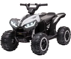 Homcom Elektrinis keturratis 12V vaikiškas keturratis su USB jungtimi, vaikiškas motociklas su MP3 muzikos grotuvu, priekiniais žibintais, skirtas 3-5 metų vaikams, 1,5-3 km/val