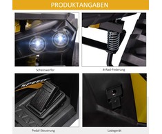HOMCOM elektrinis keturratis vaikams su MP3 USB 2 x 550 varikliai